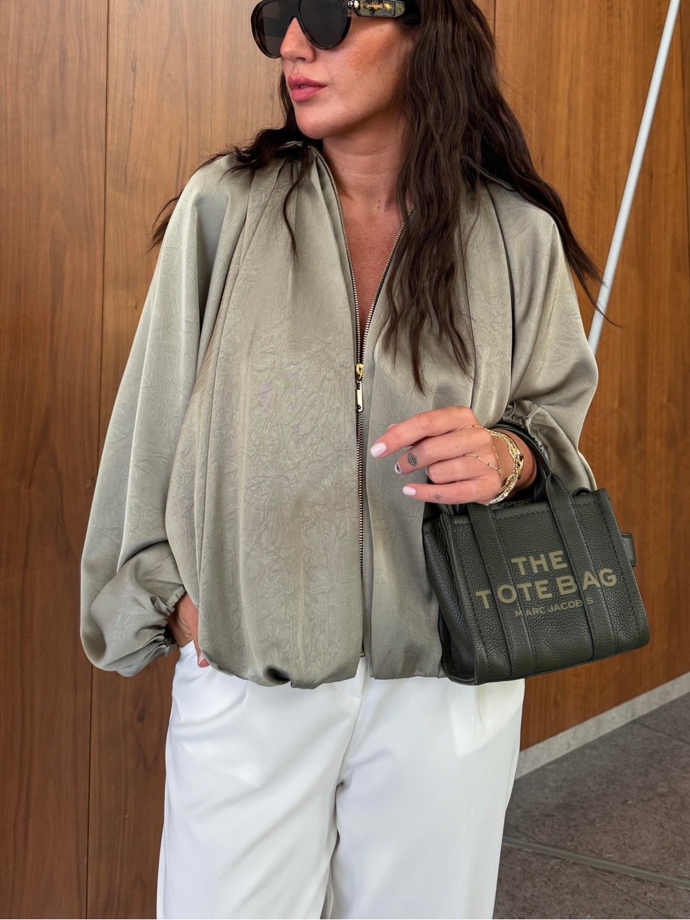 Zara NWT Light Sage green balloon sleeve fluid Bomber jacket - Picture 8 of 13